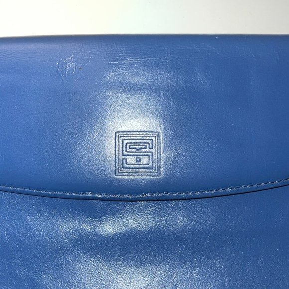 St. Thomas Vintage Blue Leather Wallet Logo Zipper Pockets - Picture 2 of 12